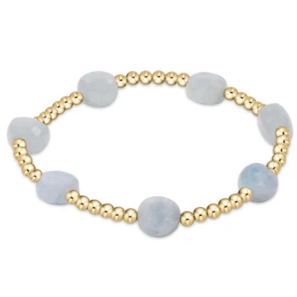 enewton admire gold 3mm aquamarine bead bracelet regular length